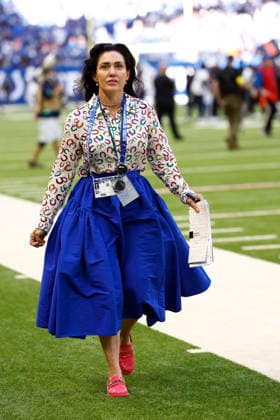 INDIANAPOLIS, IN - OCTOBER 12: Indianapolis Colts co-owner and CEO Carlie Irsay-Gordon walks off the field after the Indianapolis Colts defeated the Arizona Cardinals during and NFL, American Football Herren, USA game between the Indianapolis Colts and the Arizona Cardinals on October 12, 2025 at Lucas Oil Stadium in Indianapolis, IN (Photo by Jeffrey Brown Icon Sportswire) NFL: OCT 12 Cardinals at Colts EDITORIAL USE ONLY Icon101225082