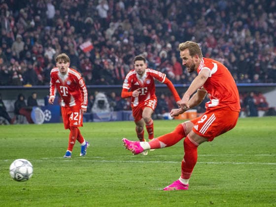 Bayerns 9 Harry KANE scores from the penalty spot to make it 2 0 Football Bayern Gilloise Football Champions League, FC Bayern München Royale Union Saint Gilloise, Matchday 7, Season 2025 2026, on 21 01 2026 in Munich, A L L I A N Z A R E N A, Germany Source Copyright Credit Oryk HAIST xFUSSBALL-BAYERN-GILLOISEx