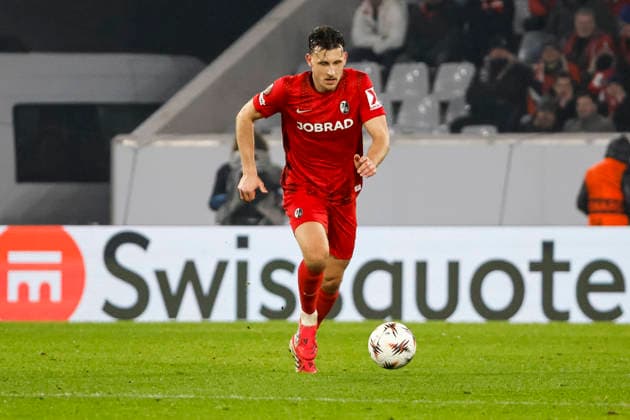 Maximilian Eggestein SC Freiburg, 08 on the ball , Germany, Football, UEFA Europa League, Matchday 7, 2025 2026, SC Freiburg vs Maccabi Tel Aviv, Europa Park Stadion, Freiburg im Breisgau, 22 01 2026 Freiburg im Breisgau Europa Park Stadion Germany Copyright: xGrantxHubbsx