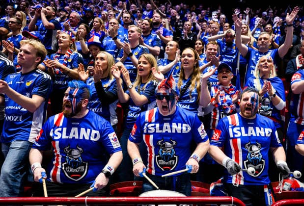 260123 Fans of Iceland during the EHF European Handball Championship main round match between Iceland and Croatia on January 23, 2026 in Malmö Photo Petter Arvidson BILDBYRAN kod PA PA1134 handball handboll handball handbolls em 2026 croatia kroatien island iceland ehf european handball championship bbeng grappa33  Copyright: PETTERxARVIDSON BB260123PA063