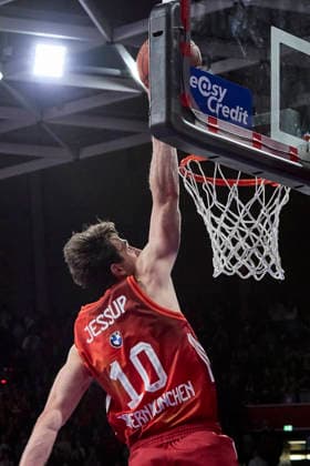 German Basketball Bundesliga BBL , FC Bayern Munich Basketball vs Fitness First Würzburg Baskets, Munich FC Bayern Basketball, Würzburg Baskets Fitness First, Würzburg Baskets, 2026 01 25 in Munich SAP Garden JESSUP Justinian FC Bayern Basketball SG Nr10 FCBB10 sportworld Munich SAP Garden Bayern Germany
