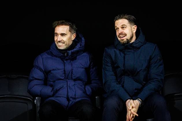 WAALWIJK , 30-01-2026 , Mandemakers Stadion , Season 2025 2026 , Dutch Keuken Kampioen Divisie football , match between RKC and Top Oss , picture shows Top Oss coach Sjors Ultee RKC coach Sander Duits RKC - Top Oss  x201190262x Copyright: