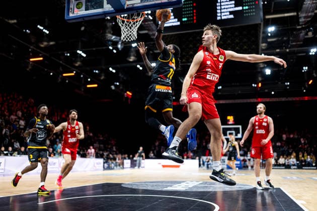 08 02 2026 Basketball Season 2025 2026 2 Bundesliga Pro A 22 Matchday Nuremberg Falcons Basketball Club NBC Bozic Estriche Knights Kirchheim ThHa xthxhax Christian Feneberg 7, Nuremberg Falcons BC NBC misses, basket by Tyrel Morgan 11, Kirchheim Knights