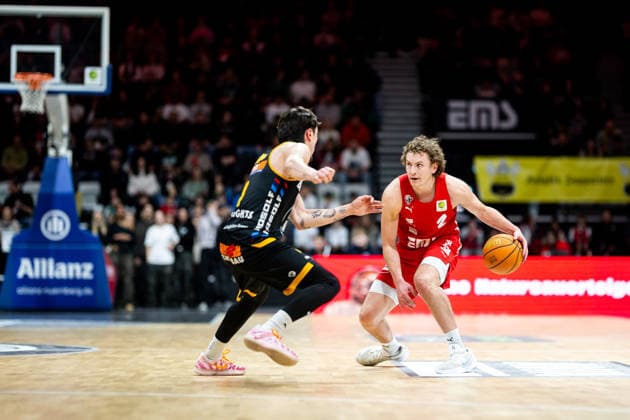 08 02 2026 Basketball Season 2025 2026 2 Bundesliga Pro A 22 Matchday Nuremberg Falcons Basketball Club NBC Bozic Estriche Knights Kirchheim ThHa xthxhax Carter Whitt 2, Nuremberg Falcons BC NBC