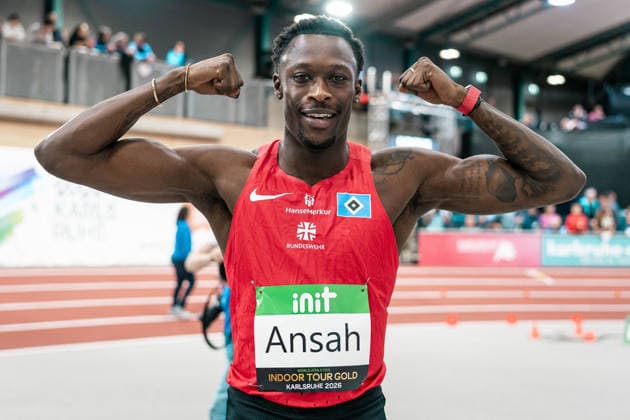 Owen Ansah Hamburger SV, 60m Maenner , GER, Leichtathletik, Athletics, INIT Indoor Karlsruhe , 08 02 2026, GER, Leichtathletik, Athletics, INIT Indoor Karlsruhe , 08 02 2026 Karlsruhe Copyright: xStefanxMayerx EP_SMR