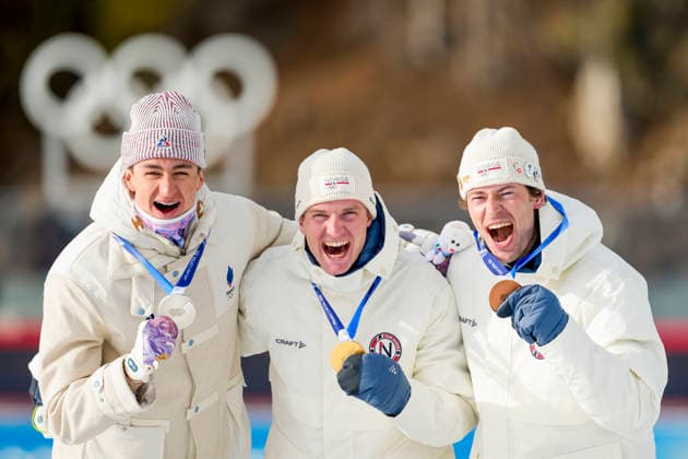 Winter Olympics in Milan Cortina 2026 Anterselva, Italy 20260210 Eric Perrot from France, Johan Olav Botn from Norway and Sturla Holm Laegreid from Norway on the podium after the men s 20km biathlon in Anterselva during the Winter Olympics in Milano Cortina 2026 Photo Heiko Junge NTB Anterselva Italy EDITORIAL USE ONLY RESTRICTED USE FOR BETTING COMPANIES  Copyright: xHeikoxJungex xNTBx