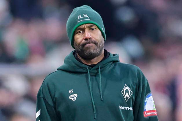 Trainer Daniel Thioune Werder Bremen looks dejected, Bundesliga, SV Werder Bremen v FC Bayern München, Weserstadion on February 14, 2026 in Bremen, Germany Photo by Marco Steinbrenner DeFodi Images Trainer Daniel Thioune Werder Bremen looks dejected, Bundesliga, SV Werder Bremen v FC Bayern München, Weserstadion, February 14, 2026 in Bremen, Germany Photo by Marco Steinbrenner DeFodi Images DFL regulations prohibit any use of photographs as image sequences and or quasi video