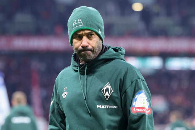 Trainer Daniel Thioune Werder Bremen looks dejected, Bundesliga, SV Werder Bremen v FC Bayern München, Weserstadion on February 14, 2026 in Bremen, Germany Photo by Marco Steinbrenner DeFodi Images Trainer Daniel Thioune Werder Bremen looks dejected, Bundesliga, SV Werder Bremen v FC Bayern München, Weserstadion, February 14, 2026 in Bremen, Germany Photo by Marco Steinbrenner DeFodi Images DFL regulations prohibit any use of photographs as image sequences and or quasi video
