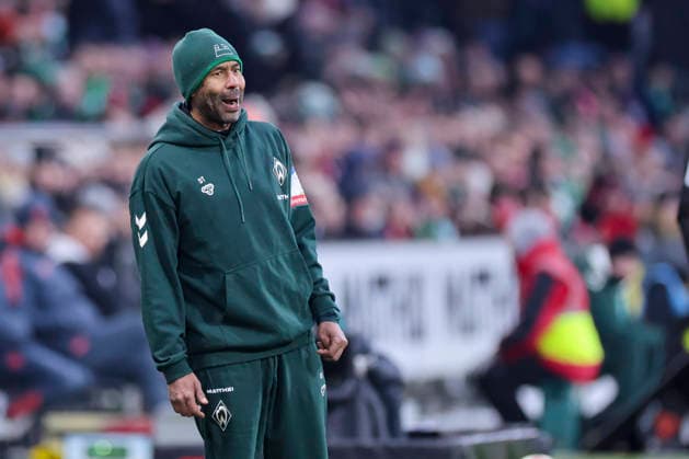 Trainer Daniel Thioune Werder Bremen looks dejected, Bundesliga, SV Werder Bremen v FC Bayern München, Weserstadion on February 14, 2026 in Bremen, Germany Photo by Marco Steinbrenner DeFodi Images Trainer Daniel Thioune Werder Bremen looks dejected, Bundesliga, SV Werder Bremen v FC Bayern München, Weserstadion, February 14, 2026 in Bremen, Germany Photo by Marco Steinbrenner DeFodi Images DFL regulations prohibit any use of photographs as image sequences and or quasi video