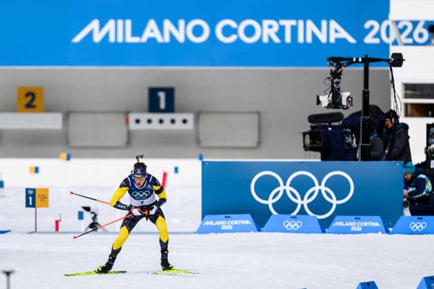 260215 Martin Ponsiluoma of Sweden competes in men s biathlon 12,5 km pursuit during day 9 of the 2026 Winter Olympics on February 15, 2026 in Anterselva Photo Jon Olav Nesvold BILDBYRAN COP 217 MB1329 biathlon biathlon olympic games olympics winter olympics os ol olympiska spel vinter os olympiske leker milano cortina 2026 milan cortina 2026 milano cortina 2026 olympic games milano cortina 2026 winter olympic games milano cortina os milano cortina ol vinter ol 9 bbeng pursuit jaktstart  Copyright: JONxOLAVxNESVOLD BB260215JE033