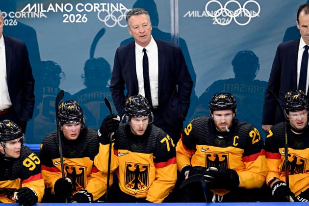 KREIS Harold Trainer Team GER with DRAISAITL Leon Ice field hockey quarterfinal match SVK Germany Olympics Olympic Winter Games 2026 Milan Cortina 06 February 22, 2026 in Italy on February 18, 2026 in Milan Copyright: xx