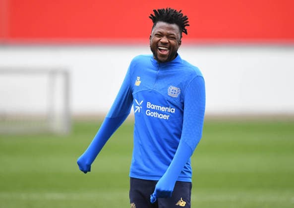 23 02 2026, xophax, Football , UEFA Champions League , 2025 2026 , Training of Bayer Leverkusen before the match against Olympiakos Piraeus Edmond Tapsoba Bayer Leverkusen Leverkusen