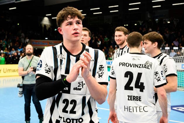 Goeppingen HBL 25 26 Frisch Auf Goeppingen THW Kiel Rasmus Ankermann THW Kiel Goeppingen EWS Arena Baden Württemberg Germany