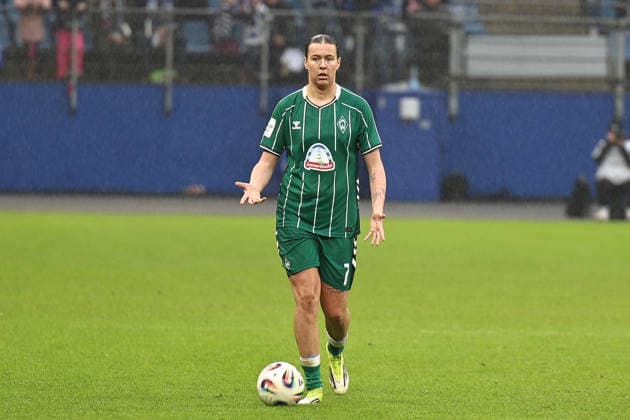 Germany Soccer, Google Pixel Womens Bundesliga 2025 26, 19 Matchday SV Werder Bremen vs Hamburger SV Volksparkstadion Hamburg Larissa Mühlhaus SV Werder Bremen, 7 Facial expression, facial expression, emotion Copyright: xSümeyyexAkcöltekinx