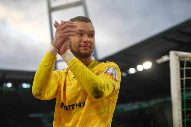 Germany Soccer Bundesliga 2025 2026, 24 Matchday SV Werder Bremen vs 1 FC Heidenheim 1846 Weserstadion Stadion Bremen Gesture, Gesture, Emotion Mio Backhaus SV Werder Bremen, 30 Joy, Emotions, Cheers Bremen Copyright: xAymanxAlahmedx