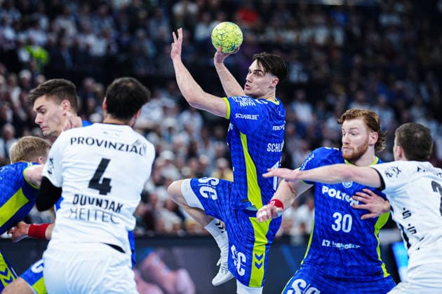 Throw Goal Miro Schluroff VfL Gummersbach, 15 GER, THW Kiel vs VfL Gummersbach, Handball, 1 Bundesliga, Matchday 23, Season 2025 2026, 28 02 2026 GER, THW Kiel vs VfL Gummersbach, Handball, 1 Bundesliga, Matchday 23, Season 2025 2026, 28 02 2026 Kiel Copyright: xEibner-Pressefoto MarcelxvonxFehrnx EP_MFN