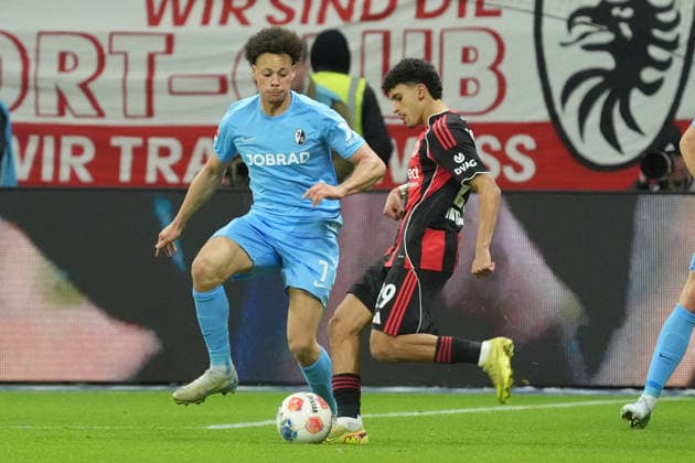 Ayoube Amaimouni Echghouyab Eintracht Frankfurt vs Derry Scherhant SC Freiburg, 7 Frankfurt 01 03 2026 Eintracht Frankfurt vs SC Freiburg, Deutsche Bank Park, 24 Matchday Bundesliga