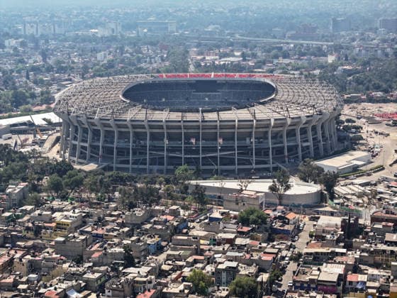 (260304) -- MEXICO CITY, March 4, 2026 -- This drone photo shows the Azteca Stadium in Mexico City, Mexico, March 3, 2026. The expanded 48-team World Cup, to be co-hosted by the United States, Canada, and Mexico, will run from June 11 to July 19, 2026. Mexico City s iconic Azteca Stadium, which staged the 1970 and 1986 World Cup finals, will host the opener and four other matches in the next edition of football s showpiece tournament. ) (SP)MEXICO-MEXICO CITY-FOOTBALL-2026 FIFA World Cup, WM, Weltmeisterschaft, Fussball AZTECA STADIUM LixMuzi