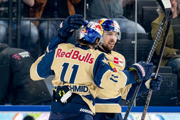 Markus Eisenschmid EHC Red Bull Muenchen, 11 cheers with Fabio Wagner EHC Red Bull Muenchen, 55 whose shorthanded goal to 2 1 GER, EHC Red Bull Muenchen vs Grizzlys Wolfsburg, Ice Hockey, DEL, 49 Matchday, Season 2025 2026, 06 03 2026 GER, EHC Red Bull Muenchen vs Grizzlys Wolfsburg, Ice Hockey, DEL, 49 Matchday, Season 2025 2026, 06 03 2026 Muenchen Copyright: xEibner-Pressefoto HeikexFeinerx EP_HFR