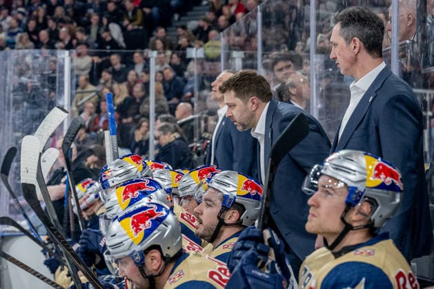 Oliver David Head Coach, EHC Red Bull Muenchen behind his players on the bench GER, EHC Red Bull Muenchen vs Grizzlys Wolfsburg, Ice Hockey, DEL, 49 Matchday, Season 2025 2026, 06 03 2026 GER, EHC Red Bull Muenchen vs Grizzlys Wolfsburg, Ice Hockey, DEL, 49 Matchday, Season 2025 2026, 06 03 2026 Muenchen Copyright: xEibner-Pressefoto HeikexFeinerx EP_HFR