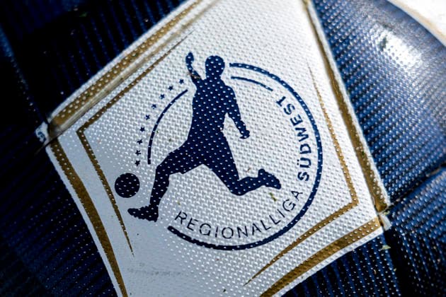 A ball of the brand Erima Senzor Star Match, Regionalliga Südwest shows the logo of the league, league logo, emblem, branding, official match ball, official Match Ball, single image, single photo, symbol photo, symbol image, symbol, 07 03 2026, Sandhausen Germany , Football, Regionalliga Südwest, SV Sandhausen Bahlinger SC xozx