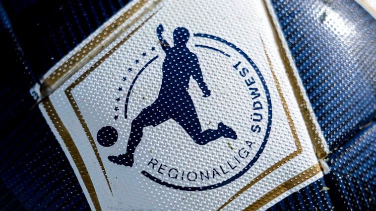 A ball of the brand Erima Senzor Star Match, Regionalliga Südwest shows the logo of the league, league logo, emblem, branding, official match ball, official Match Ball, single image, single photo, symbol photo, symbol image, symbol, 07 03 2026, Sandhausen Germany , Football, Regionalliga Südwest, SV Sandhausen Bahlinger SC xozx