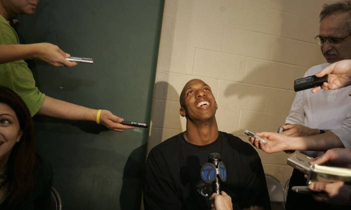 May 28, 2007 - Cleveland, OH, USA - Detroit Pistons CHAUNCEY BILLUPS reacts to a reporters question while talking to the media before practice at the Wolstein Center on the campus of Cleveland State University on Monday May 28, 2007. Copyright: xEricxSealsx