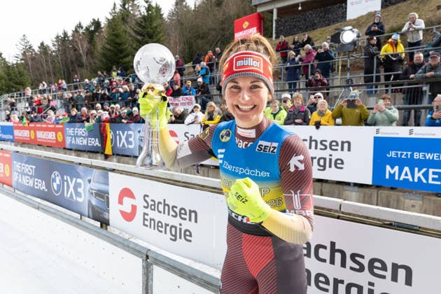 picture Overall World Cup Winner Julia Taubitz GER 08 03 2026 luge 9 FIL Eberspächer Luge World Cup, SachsenEnergie Ice Track Altenberg, Sachsen, Germany GER Women™s Singles photographer FIL Michael Kristen