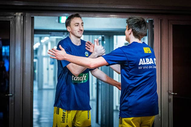 Basketball Berlin 08 03 2026 Season 2025 2026 EasyCredit BBL 1 Bundesliga Men, Men Alba Berlin Fitness First Würzburg Baskets Moses Wood Alba Berlin, No 11 Anton Nufer Alba Berlin, No 20