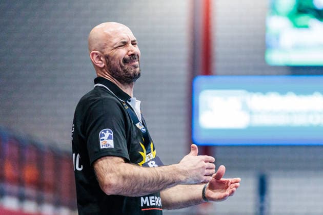 Davor Dominikovic TuS N Luebbecke, Coach aergert sich auf GER, TuS N Luebbecke vs HC Elbflorenz 2006, Handball, 2 Bundesliga, Matchday 23, Season 2025 2026, 09 03 2026 GER, TuS N Luebbecke vs HC Elbflorenz 2006, Handball, 2 Bundesliga, Matchday 23, Season 2025 2026, 09 03 2026 Luebbecke Copyright: xEibner-Pressefoto JanxRollingerx EP_JSK