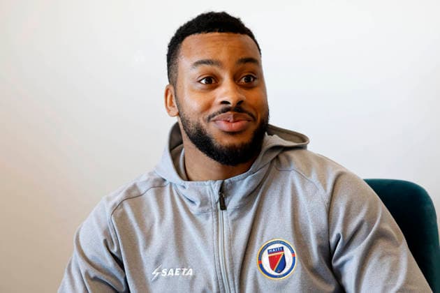 Weißenthurm, Germany, 10 03 2026 FC Cosmos Koblenz Interview with goalkeeper Josue DUVERGER FC Cosmos Koblenz in the offices of FC Cosmos Koblenz in Weißenthurm The goalkeeper of the Oberliga club is also the goalkeeper of the Haiti national football team and will represent his country at the FIFA World Cup in the USA