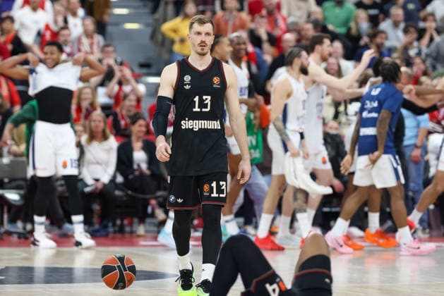 Andreas Obst FC Bayern Basketball, 13 is disappointed after the defeat, Emotions, GER, FC Bayern Basketball vs Anadolu Efes Istanbul, Basketball, Euroleague, Matchday 31, Season 2025 2026, 12 03 2026, GER, FC Bayern Basketball vs Anadolu Efes Istanbul, Basketball, Euroleague, Matchday 31, Season 2025 2026, 12 03 2026 Munich Copyright: xEibner-Pressefoto JennixMaulx EP_JML