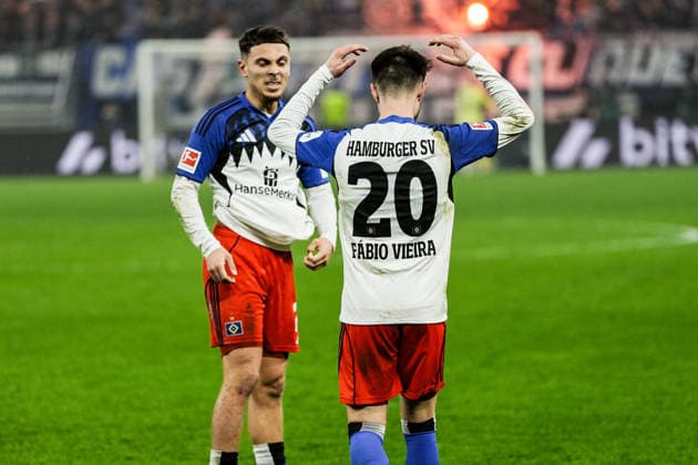 Germany Bundesliga 2025 26, 26 Matchday Hamburger SV HSV vs 1 FC Köln Volkspark Stadion Hamburg Jubel, Freude3, Emotion nach 1 0 durch Fabio Vieira Hamburger SV, 20 , William Mikelbrencis Hamburger SV, 2 Copyright: xStefanxTrochax