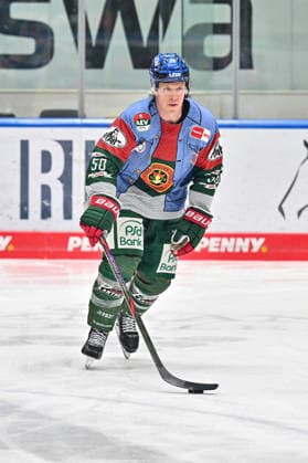 Penny DEL Augsburger Panther Grizzlys Wolfsburg, 15 03 2026 AUGSBURG, GERMANY 15 MARCH in the picture T J TREVELYAN Augsburger Panther 24 Single photo Crop at the warmup before the match between the Augsburger Panther and the Grizzlys Wolfsburg on the 52nd matchday of the Penny DEL at the Curt Frenzel Stadium Copyright: xBEAUTIFULxSPORTS Goldbergx