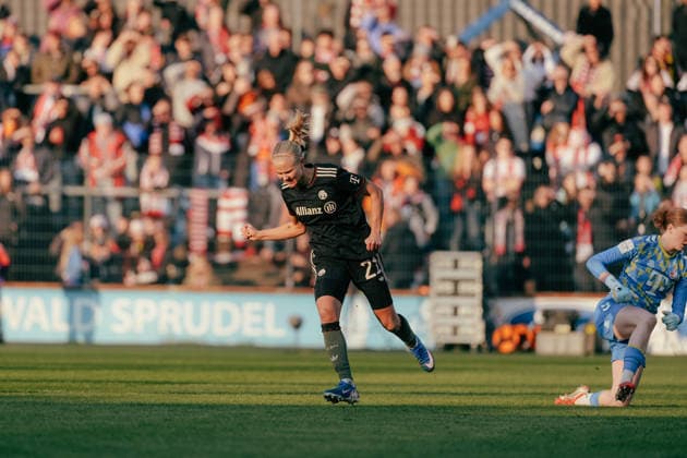 15.03.26, Women, Football, Google Pixel Frauen Bundesliga, Season 2025 2026, 1.FC Köln vs. FC Bayern München, Matchday 20 Magdalena Eriksson ( 5 - FC Bayern München) celebration of the goal for the 0:1 Cologne Franz-Kremer-Stadium NRW Deutschland