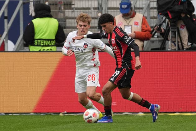 Ayoube Amaimouni Echghouyab Eintracht Frankfurt vs Hennes Behrens 1 FC Heidenheim Frankfurt 14 03 2026 Eintracht Frankfurt vs 1 FC Heidenheim, Deutsche Bank Park, Matchday 26 Bundesliga