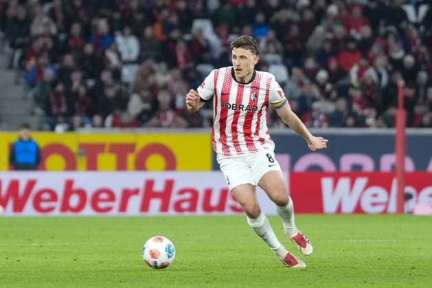 Maximilian Eggestein SC Freiburg, 08 on the ball , Germany, Soccer, 1 Bundesliga, Matchday 26, 2025 2026, SC Freiburg vs 1 FC Union Berlin, 15 03 2026, Europa Park Stadion, Freiburg, Germany DFL REGULATIONS PROHIBIT ANY USE OF PHOTOGRAPHS AS IMAGE SEQUENCES AND OR QUASI VIDEO Freiburg Europa Park Stadion Baden Württemberg Germany Copyright: xArnexAmbergx