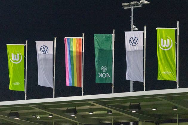 Germany, Google Pixel Womens Bundesliga, Season 2025 2026, Matchday 20, AOK Stadium, VfL Wolfsburg vs Bayer 04 Leverkusen, Flagpole Copyright: xMichellexLukax