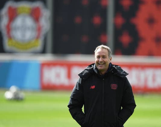 16 03 2026, xophax, Football , UEFA Champions League , 2025 2026 , Bayer Leverkusen training ahead of second leg against Arsenal London Coach Kasper Hjulmand Bayer 04 Leverkusen Leverkusen