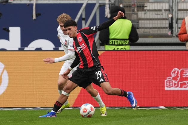 Ayoube Amaimouni Echghouyab Eintracht Frankfurt vs Hennes Behrens 1 FC Heidenheim Frankfurt 14 03 2026 Eintracht Frankfurt vs 1 FC Heidenheim, Deutsche Bank Park, Matchday 26 Bundesliga