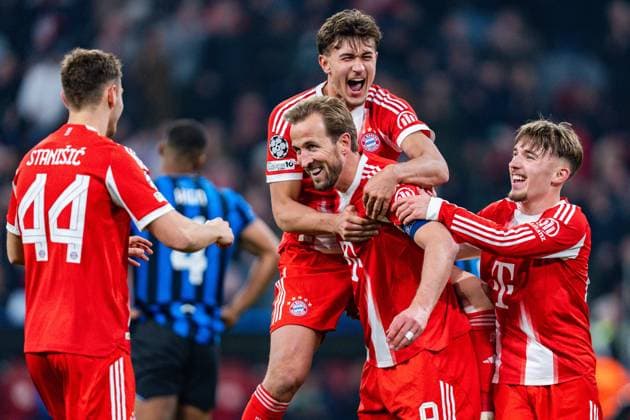 18 03 2026, FC Bayern München vs Atalanta Bergamo, UEFA Champions League, Round of 16 second leg goal for 2 0 by Harry Kane FC Bayern Muenchen, 9 Tom Bischof FC Bayern Muenchen, 20 Jubel Lennart Karl FC Bayern Muenchen, 42 Josip Stanisic FC Bayern Muenchen, 44 Regulations prohibit any use of photographs as image sequences and or quasi video Copyright: xBahhoxKarax