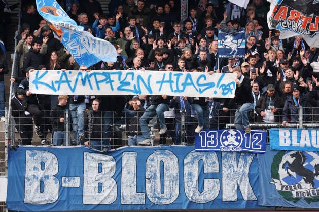 21 03 2026, Germany, Stuttgart, Soccer Regionalliga Südwest, SV Stuttgarter Kickers vs KSV Hessen Kassel, Kickers Fans, Spectators, Fan, B Block