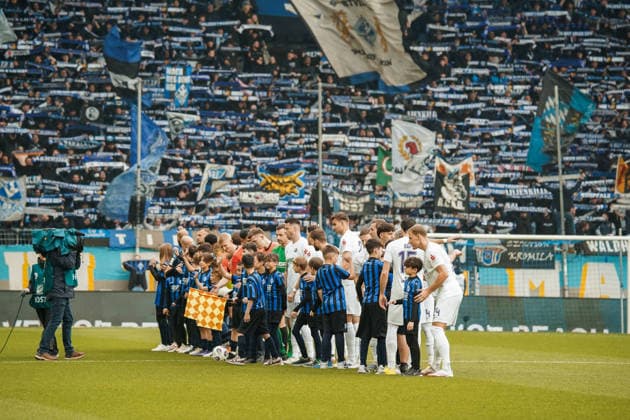 Germany Soccer 3 Liga 2025 2026 , Matchday 30 SV Waldhof Mannheim vs FC Erzgebirge Aue Carl Benz Stadion Mannheim Fans, Grandstand, Choreo, Flag, Teams Copyright: xBennetxLongx