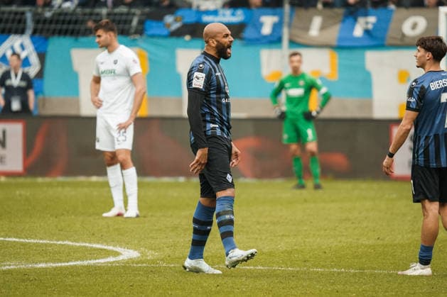 Germany Soccer 3 Liga 2025 2026 , Matchday 30 SV Waldhof Mannheim vs FC Erzgebirge Aue Carl Benz Stadion Mannheim Terrence Boyd SV Waldhof Mannheim, 13 Goal celebration, cheering, goal, emotions, gesture, gestures Copyright: xBennetxLongx