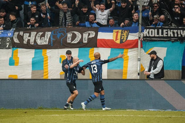 Germany Soccer 3 Liga 2025 2026 , Matchday 30 SV Waldhof Mannheim vs FC Erzgebirge Aue Carl Benz Stadion Mannheim Terrence Boyd SV Waldhof Mannheim, 13 Goal celebration, cheering, goal, emotions, gesture, gestures Copyright: xBennetxLongx