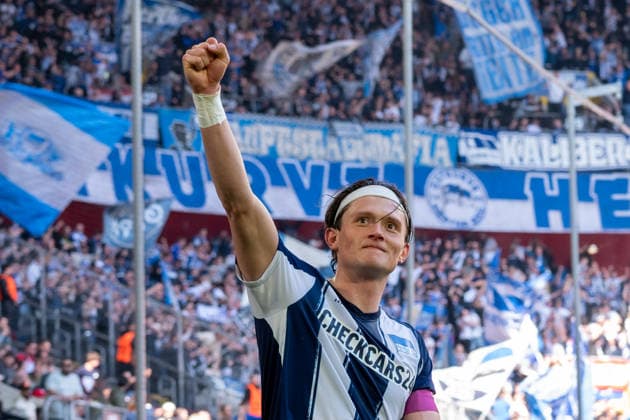 Germany 2 Bundesliga 2025 26 Fortuna Düsseldorf vs Hertha BSC, Matchday 27 22 03 2026 MERKUR SPIEL ARENA Düsseldorf Cheers, enthusiasm, joy, emotion Fabian Reese Hertha BSC,11 Copyright: xOrhanxHabashx