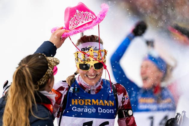 260322 Lisa Theresa Hauser of Austria celebrates after competing in women s 12,5 km mass start during the IBU World Cup on March 22, 2026 in Oslo Photo Mathias Bergeld BILDBYRAN kod MB MB1353 biathlon biathlon biathlon world cup ibu world cup masstart mass start dam bbeng kvinner women celebrate jubel  Copyright: MATHIASxBERGELD BB260322MB027