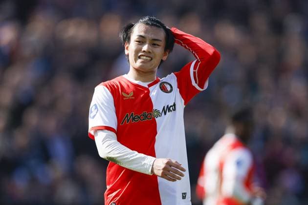 ROTTERDAM - Ayase Ueda of Feyenoord during the Dutch Eredivisie match between Feyenoord and AFC Ajax at Feyenoord stadium De Kuip on March 22, 2026 in Rotterdam, the Netherlands. MAURICE VAN STEEN ANP Eredivisie 2025-2026 xVIxANPxSportx xMauricexvanxSteenxIVx 554076517 originalFilename: 554076517