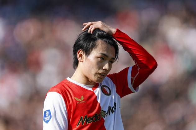 ROTTERDAM - Ayase Ueda of Feyenoord during the Dutch Eredivisie match between Feyenoord and AFC Ajax at Feyenoord stadium De Kuip on March 22, 2026 in Rotterdam, the Netherlands. MAURICE VAN STEEN ANP Eredivisie 2025-2026 xVIxANPxSportx xMauricexvanxSteenxIVx 554112107 originalFilename: 554112107