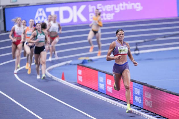 TORUN, POLAND - MARCH 22: Anna Hall of United States in action during the Women s 800 Meters - Pentathlon event at the World Athletics Indoor Championships Kujawy Pomorze 2026 - Day 3 on 22 March 2026. Copyright: xAlexandraxFechetex xSPPx Sportspressphoto_SPR117342